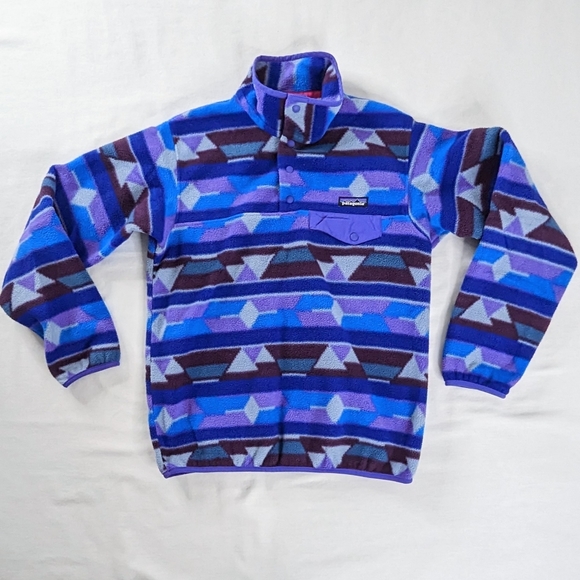 Patagonia Synchilla Aztec Purple Blue T Snap Pullover - Picture 2 of 8